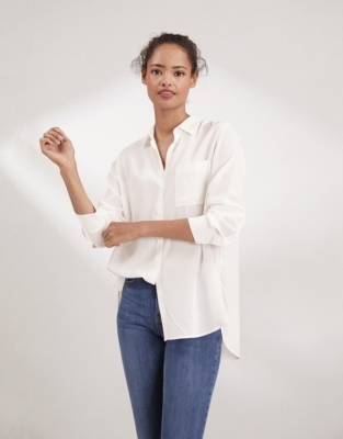 White silk dress shirt hot sale womens