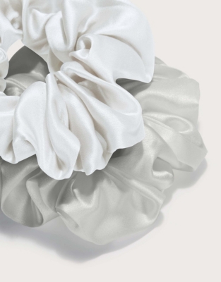 Silk Sleep Scrunchies – Set of 2 - Pale Gray