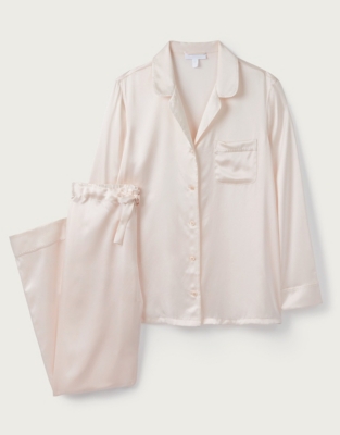 Silk Stitch-Detail Pyjama Set - Blush