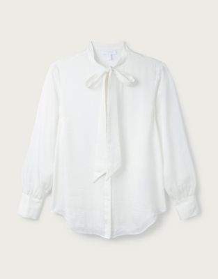 Silk Tie-Neck Stripe Shirt | Tops & Blouses | The White Company US