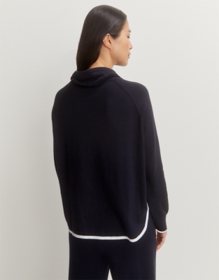 Silk Tipped Funnel Neck Sweater