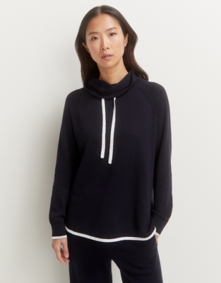 Silk Tipped Funnel Neck Sweater