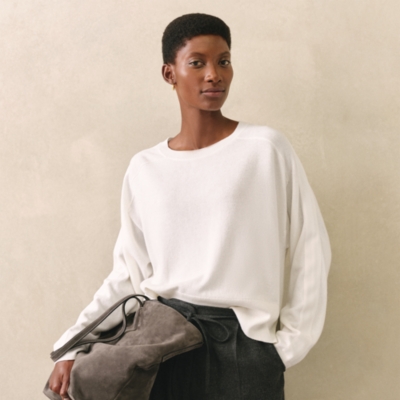 Silk Trim Jumper with Cashmere