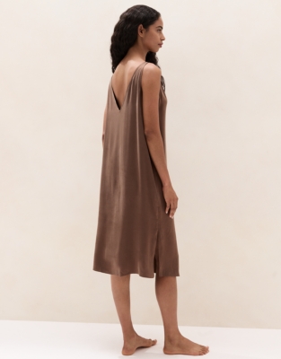 Silk V-Neck Lace Midi Nightie