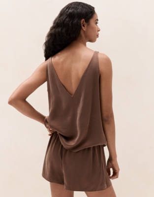 Silk V-Neck Lace Shortie Pyjama Set 