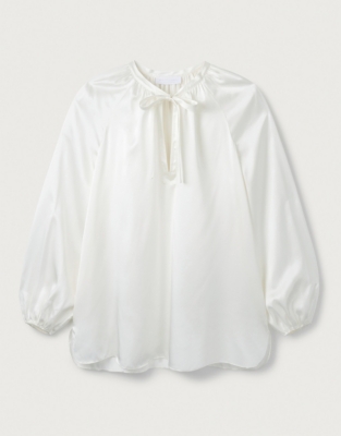 Silk-satin Tux Blouse | All Clothing Sale | The White Company US