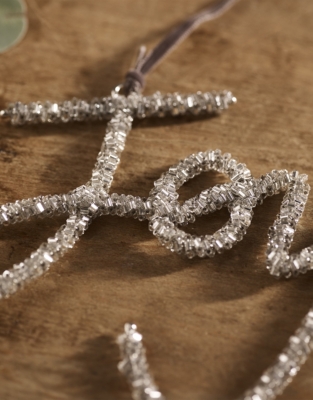 Silver Beaded Joy Decoration – 11.5cm