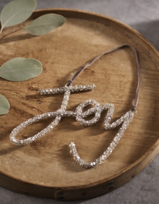 Silver Beaded Joy Decoration – 11.5cm