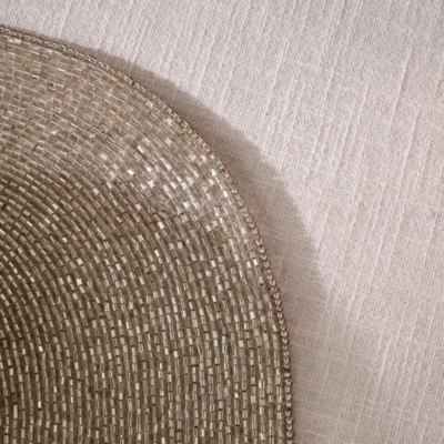 Silver Beaded Oval Placemats – Set of 2