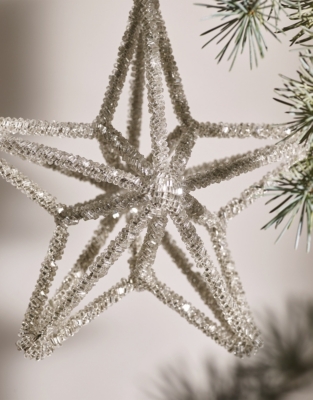 Silver Beaded Star Decoration – Large