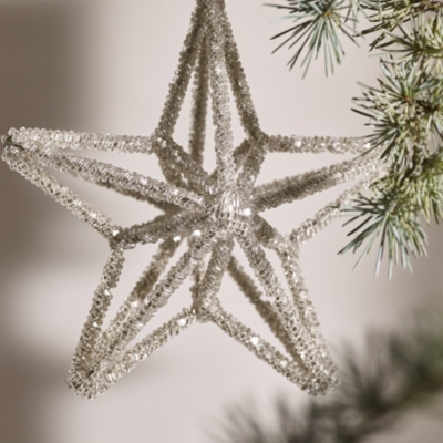 Silver Beaded Star Decoration – Large