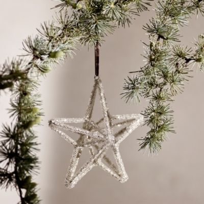 Silver Beaded Star Decoration – Large