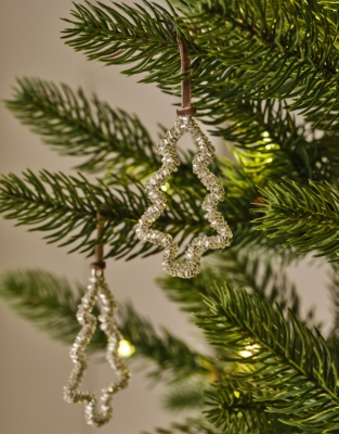 Silver Beaded Tree Decoration – 2.7"