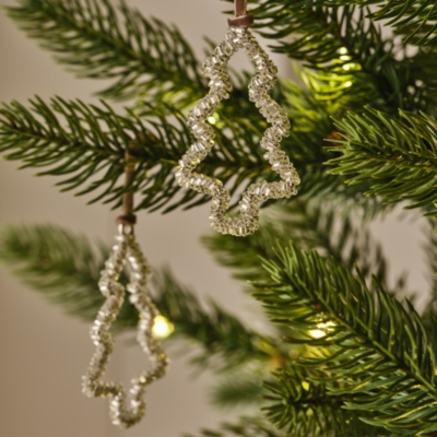 Silver Beaded Tree Decoration – 6.8cm