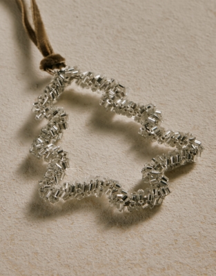 Silver Beaded Tree Decoration – 6.8cm