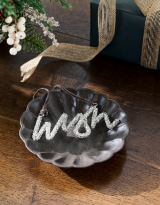 Silver Beaded Wish Decoration – 13cm