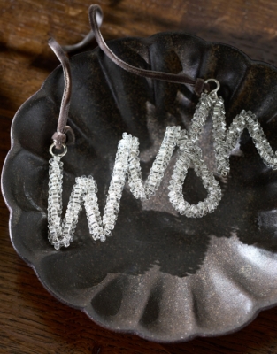 Silver Beaded Wish Decoration – 13cm