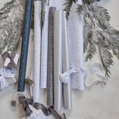 Silver Christmas Wrapping Paper 