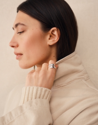 Silver Droplet Detail Ring