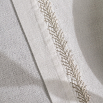 Silver Feather Embroidered Table Runner