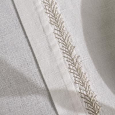 Silver Feather Embroidered Table Runner