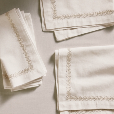 Silver Fern Stitched Napkins – Set of 4