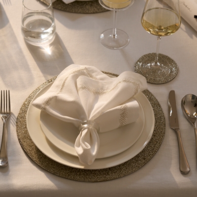Silver Fern Stitched Napkins – Set of 4
