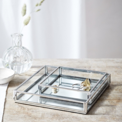 Silver Glass Tray Set of 2 Home Accessories Sale The White Company UK
