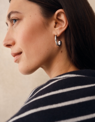 Silver Hoop Interest Earrings