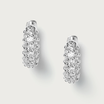 Silver Plated Cubic Zirconia Huggie Hoop Earrings