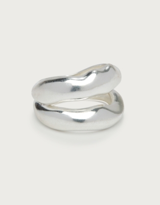 Silver Plated Molten Stacked Ring