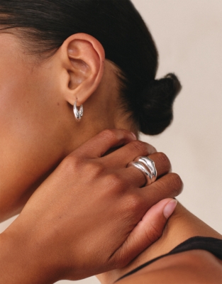 Silver Plated Molten Stacked Ring