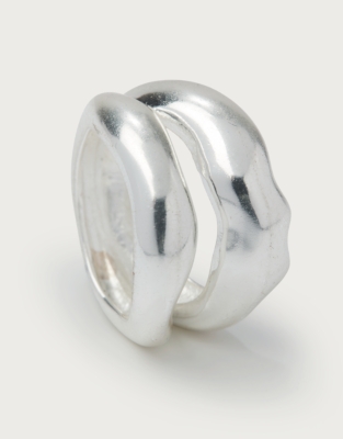 Silver Plated Molten Stacked Ring