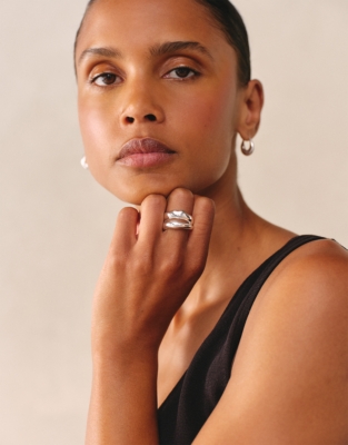 Silver Plated Molten Stacked Ring