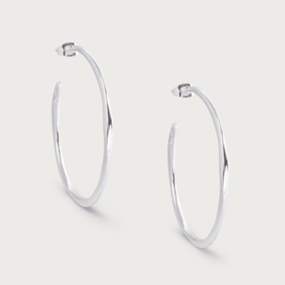 Silver Plated Organic Shaped Large Hoop Earrings