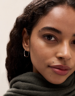 Silver Plated Organic Shaped Midi Hoop Earrings