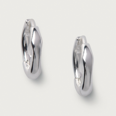 Silver Plated Organic Shaped Mini Hoop Earrings