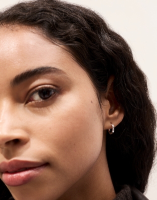 Silver Plated Organic Shaped Mini Hoop Earrings