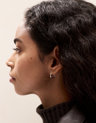 Silver Plated Organic Shaped Mini Hoop Earrings