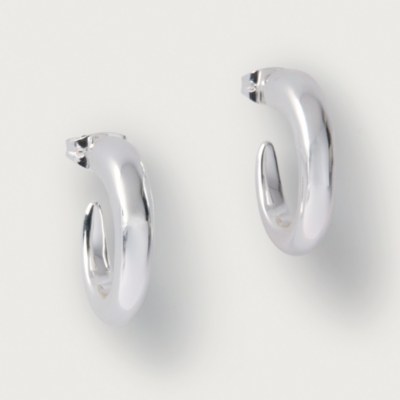 Silver Plated Pointed Midi Hoop Earrings