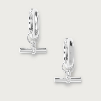 Silver Plated T-Bar Hoop Earrings