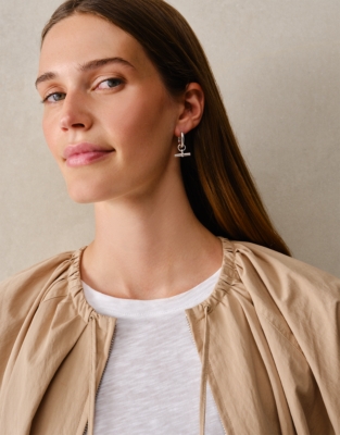 Silver Plated T-Bar Hoop Earrings