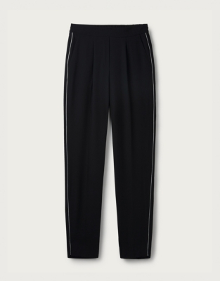 black trousers with silver side stripe