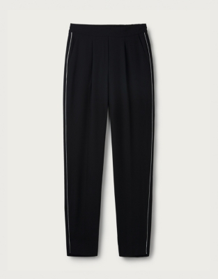 black trousers with silver stripe