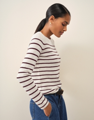 Simple Breton Stripe Jumper with Cashmere - Scandi White