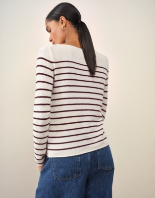 Simple Breton Stripe Jumper with Cashmere - Scandi White