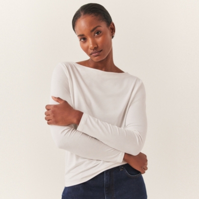 Slash Neck Jersey Top