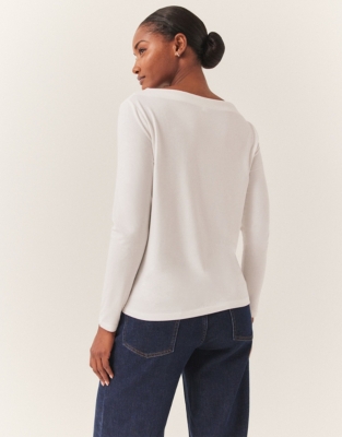 Slash Neck Jersey Top - Ivory