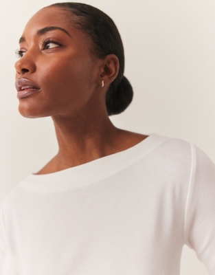 Slash Neck Jersey Top - Ivory