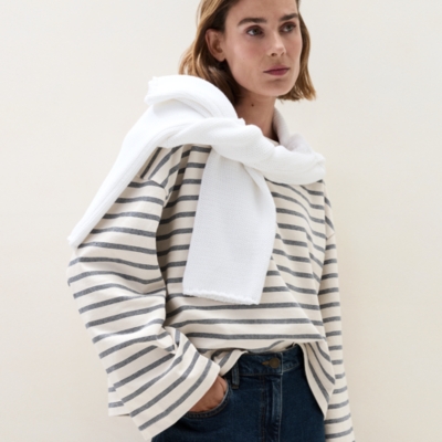 Slash Neck Stripe Top